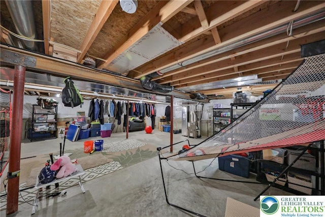 view of unfinished basement