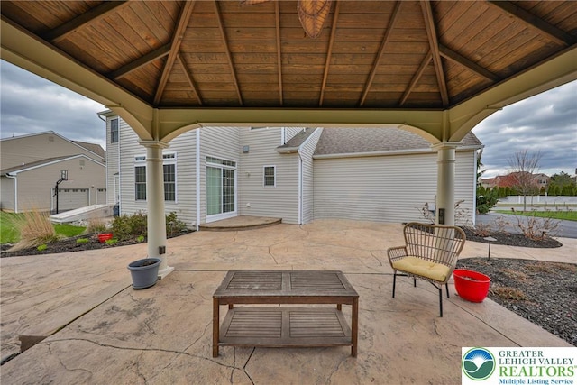 view of patio featuring a gazebo