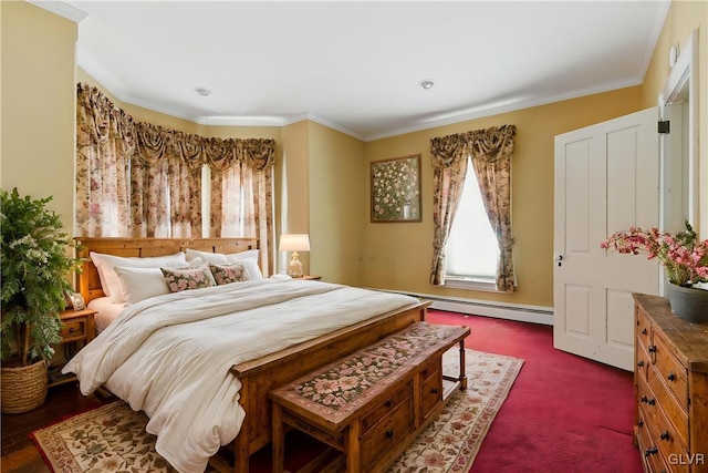 221 Franklin St, Alburtis Borough, PA 18011 - bedroom with crown molding, multiple windows, and a baseboard heating unit