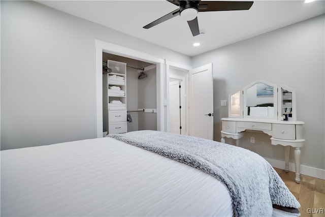 5627 Pembrook Dr, Coolbaugh Twp, PA 18466 - bedroom with light wood-style flooring, recessed lighting, and ceiling fan
