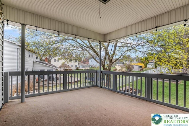 view of patio / terrace featuring a residential view