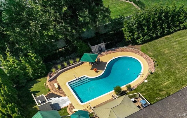 3332 Sherwood Rd, Palmer Twp, PA 18045 - pool with a patio area and a lawn