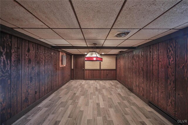 3332 Sherwood Rd, Palmer Twp, PA 18045 - finished basement with a drop ceiling, visible vents, and light wood-type flooring