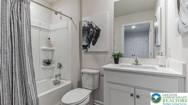 1205 Susan Cir, Upper Macungie Twp, PA 18031 - bathroom with toilet, vanity, and shower / tub combo with curtain