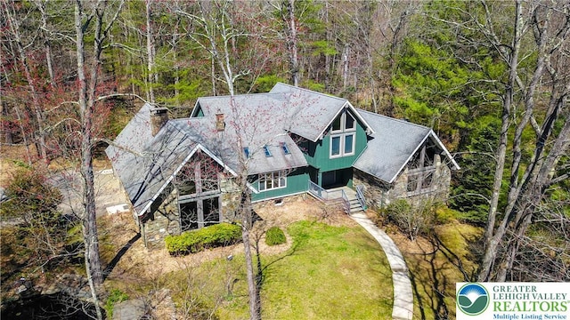 376 Hty Rd, Polk Twp, PA 18058 - view from above of property with a forest