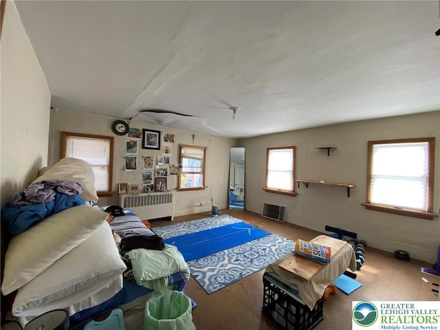 living area with radiator
