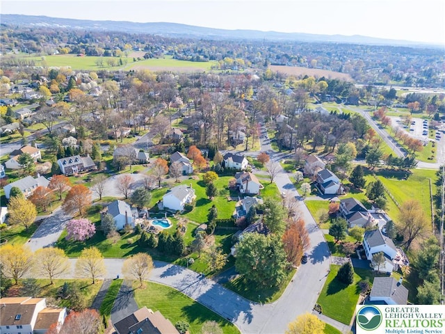 aerial view with a residential view
