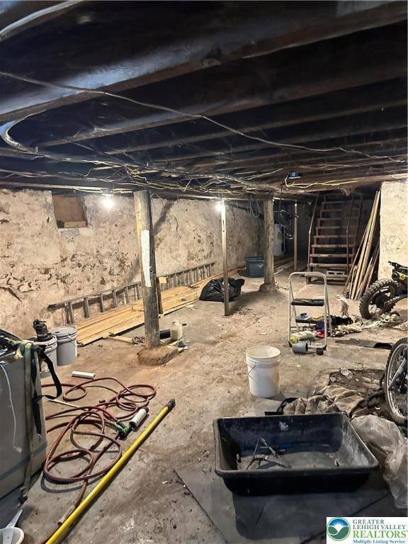 view of unfinished basement