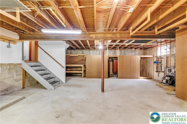 below grade area with stairs