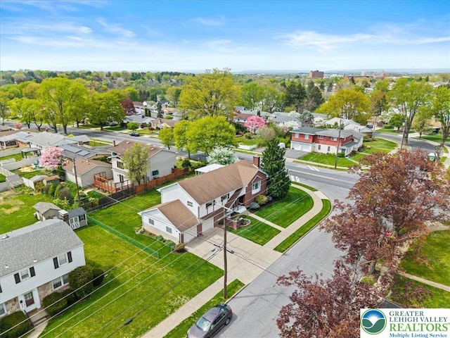 bird's eye view with a residential view