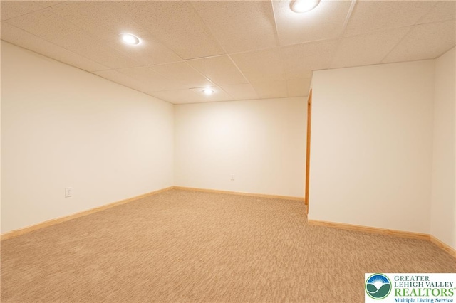 901 Meyer Rd, Bushkill Twp, PA 18064 - spare room featuring carpet floors, recessed lighting, baseboards, and a drop ceiling