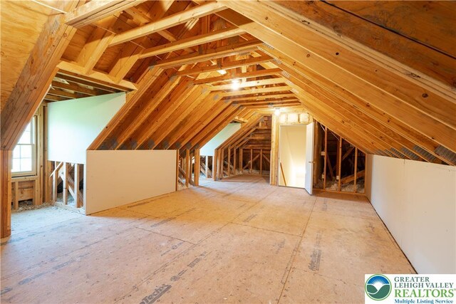 901 Meyer Rd, Bushkill Twp, PA 18064 - unfinished attic featuring an upstairs landing
