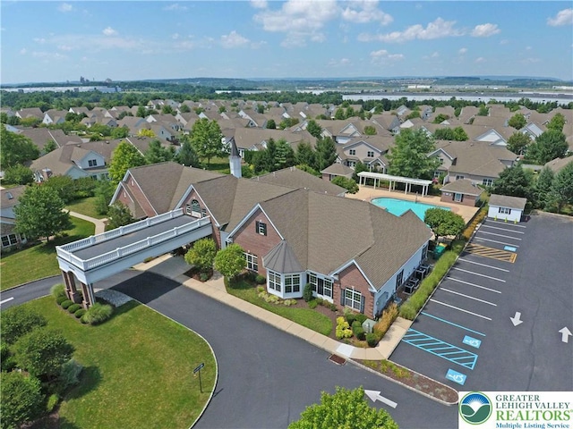 bird's eye view with a residential view