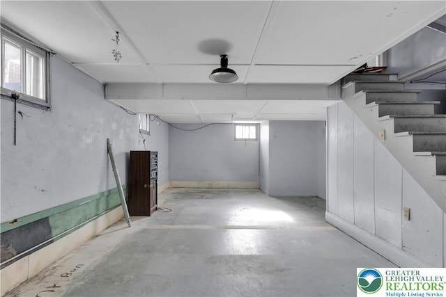 below grade area featuring stairway