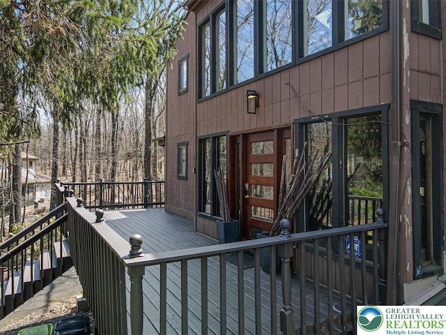 wooden terrace with stairway