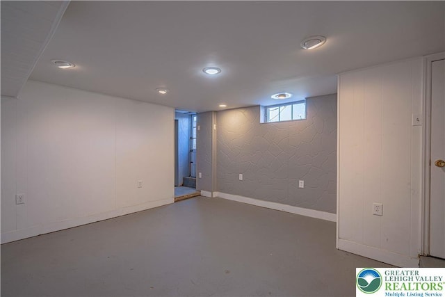 below grade area with recessed lighting