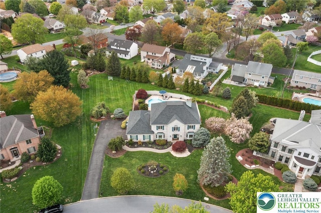 aerial view featuring a residential view