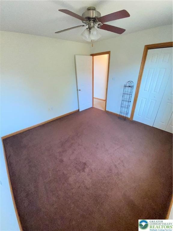 178 Stoney Ledge Dr, Jackson Twp, PA 18360 - unfurnished bedroom with carpet floors, a ceiling fan, and baseboards
