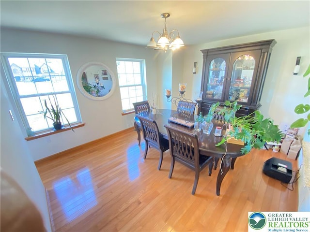 178 Stoney Ledge Dr, Jackson Twp, PA 18360 - dining space with baseboards, a chandelier, and wood finished floors