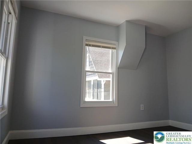 additional living space with baseboards and wood finished floors