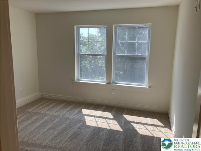 spare room with baseboards and carpet