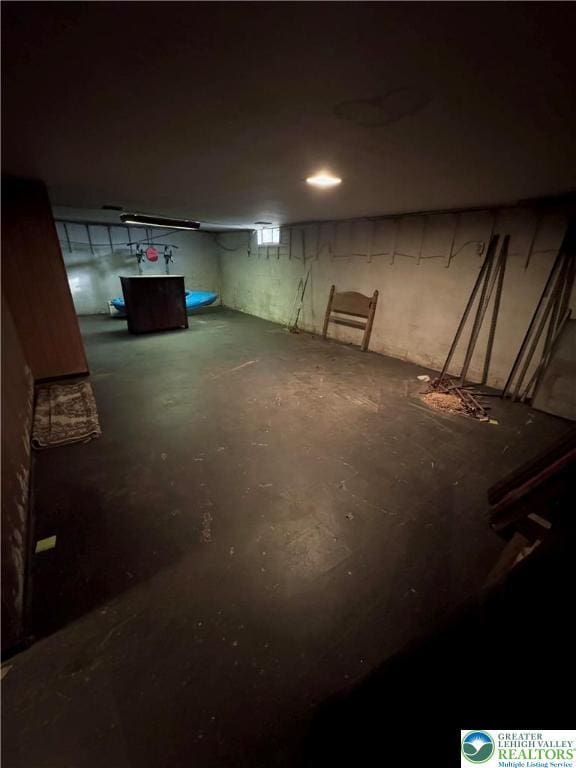 view of unfinished basement
