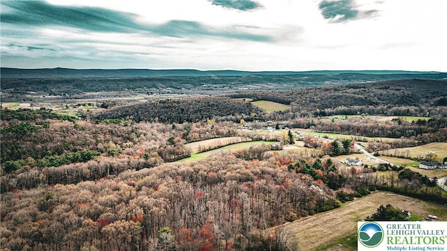 aerial view with a wooded view
