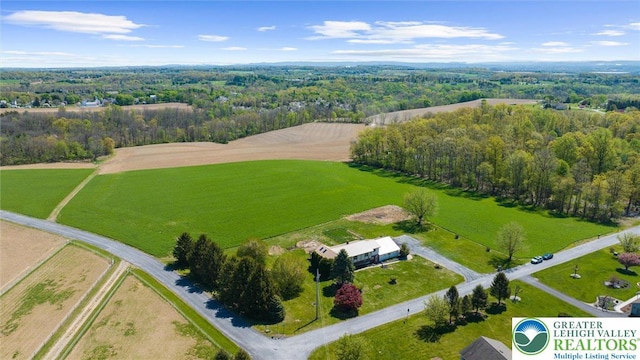 birds eye view of property with a wooded view
