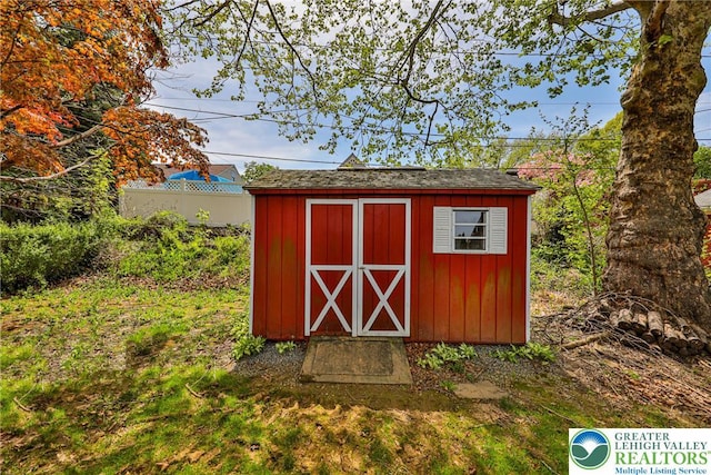view of shed