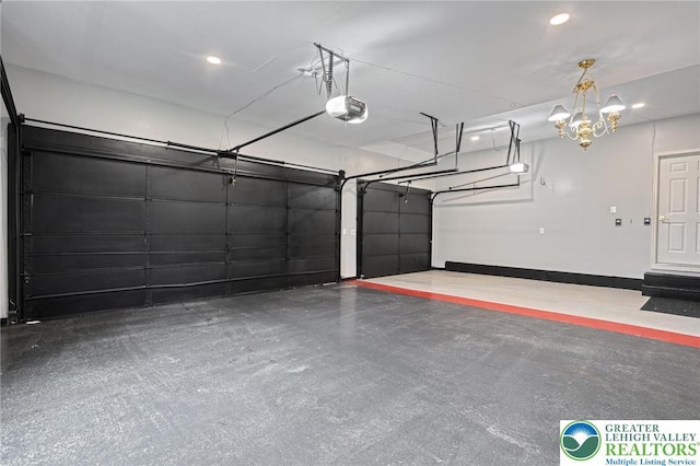 1231 Oakside Dr, Hanover Twp, PA 18017 - garage featuring recessed lighting, baseboards, and a garage door opener