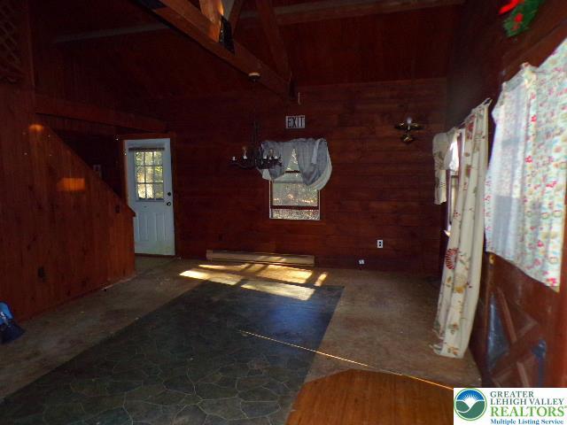 interior space with wood walls