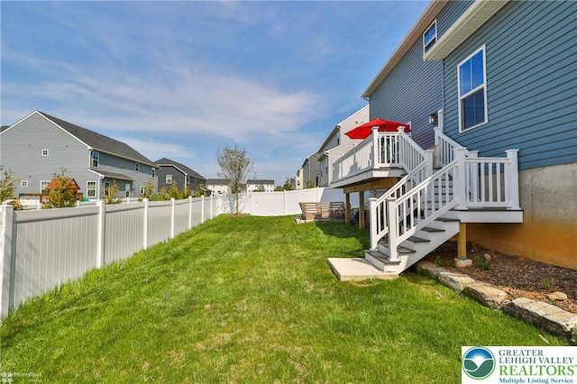 view of yard with a residential view and a fenced backyard