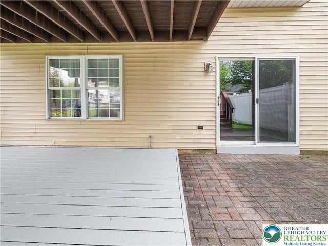 view of patio featuring a deck