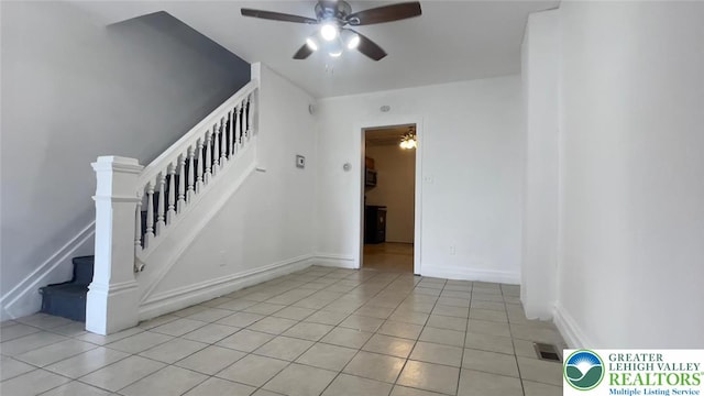 1541 W Tilghman St, Allentown City, PA 18102 - staircase featuring a ceiling fan, baseboards, visible vents, and tile patterned flooring