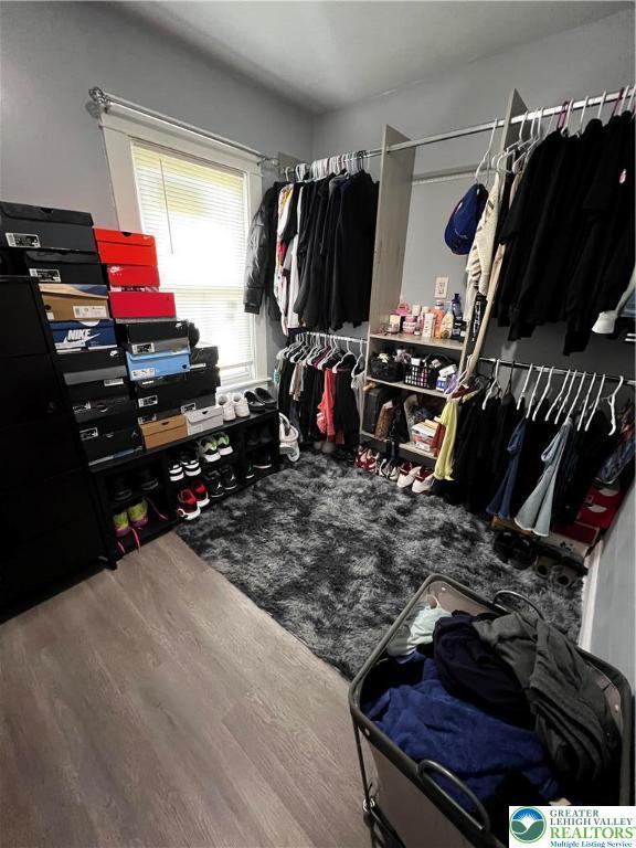 spacious closet featuring wood finished floors
