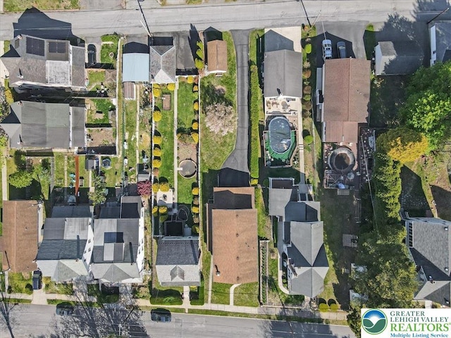 bird's eye view with a residential view