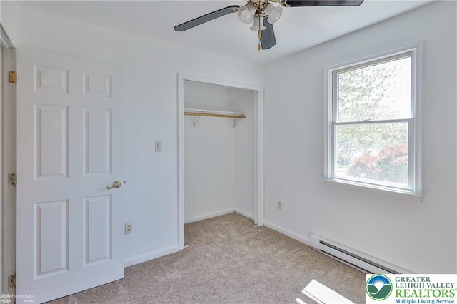 3 Dusty Rd, Palmer Twp, PA 18045 - unfurnished bedroom with carpet floors, baseboards, a baseboard heating unit, and a closet
