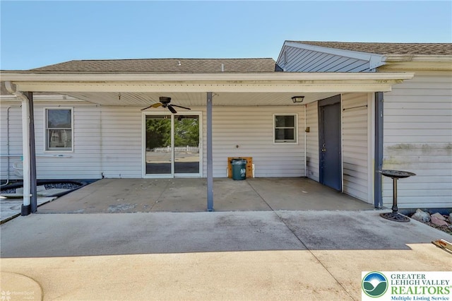 3 Dusty Rd, Palmer Twp, PA 18045 - rear view of house with ceiling fan, roof with shingles, and a carport