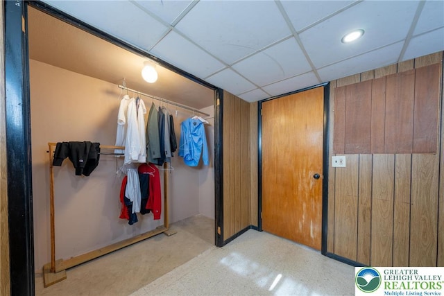 3040 Keystone St, Bethlehem Twp, PA 18020 - interior space with wood walls and a drop ceiling