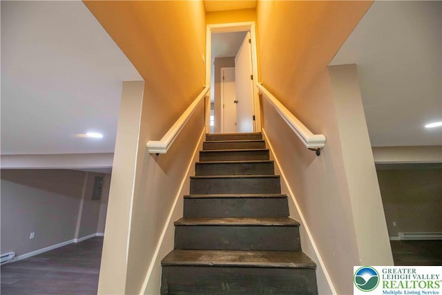 1231 Fairmount St, Bethlehem City, PA 18017 - stairs featuring recessed lighting, baseboards, and wood finished floors