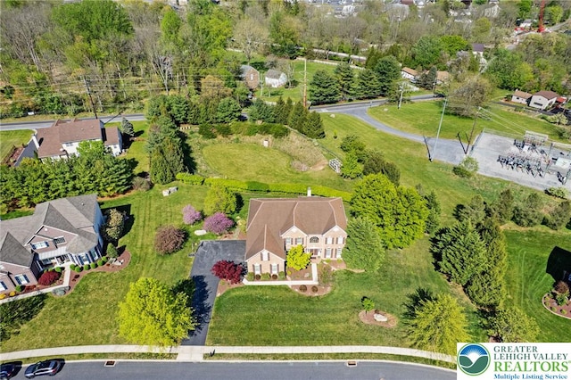 aerial view with a residential view