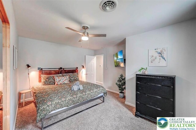 134 Altemose Rd, Tobyhanna Twp, PA 18347 - bedroom featuring visible vents, carpet flooring, baseboards, and ceiling fan
