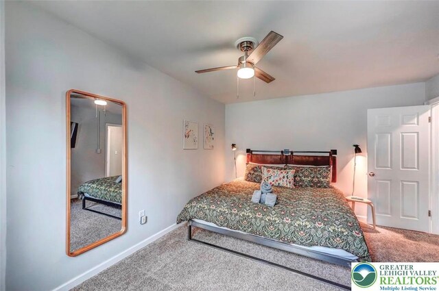 134 Altemose Rd, Tobyhanna Twp, PA 18347 - carpeted bedroom with baseboards and a ceiling fan