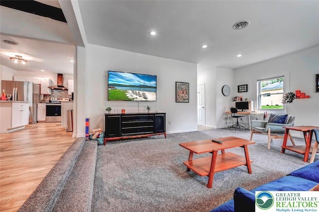 134 Altemose Rd, Tobyhanna Twp, PA 18347 - living area featuring recessed lighting, baseboards, visible vents, and light wood-type flooring