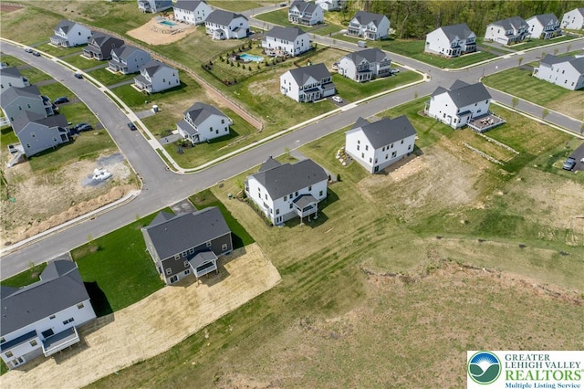 aerial view with a residential view
