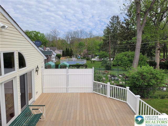 wooden terrace with fence