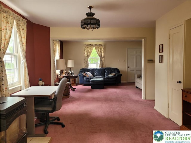 office space with carpet floors