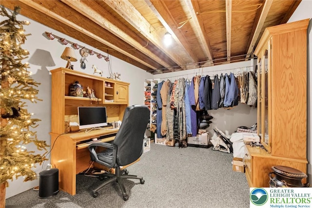 view of carpeted office
