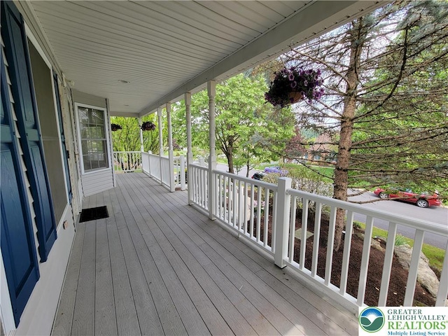 deck with covered porch