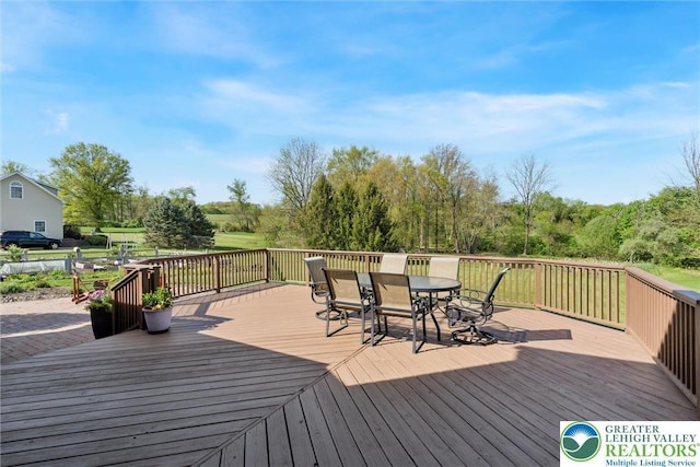 2735 Limeport Rd, Milford Twp, PA 18951 - wooden terrace featuring outdoor dining area